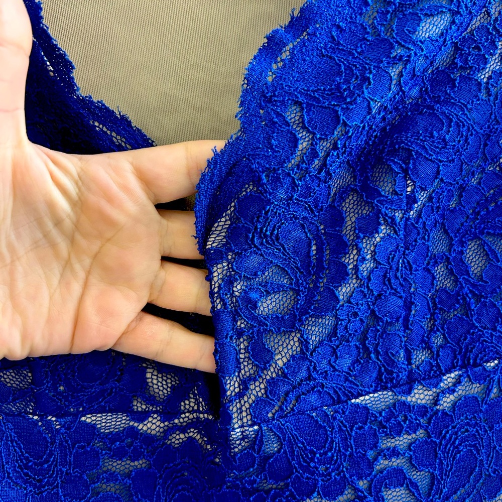 Night blue dress. Wonderful lace open on the front. Used only once